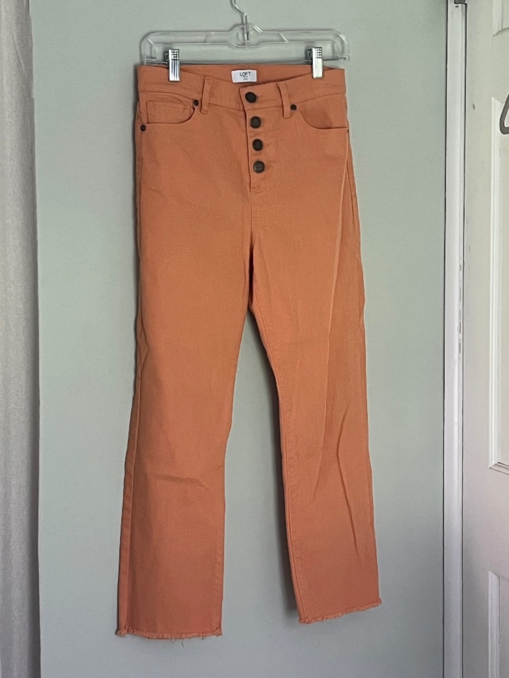 LOFT high rise cropped straight leg raw hem 4 petite